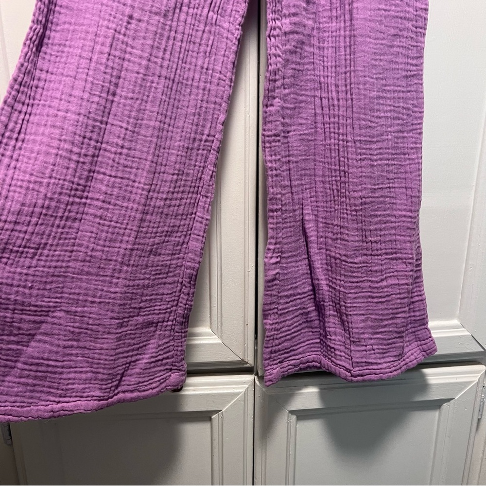Michael Stars Wide Leg Gauze 100% Cotton Pants Purple Lilac Violet Comfy Sz XS - Picture 2 of 4